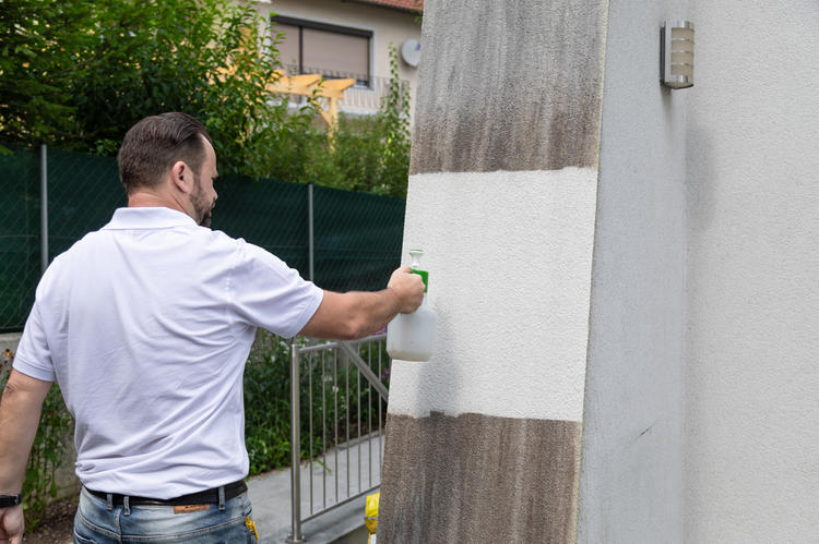 Algenmax Fassadenreinigung Testfläche