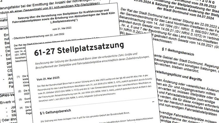 Stellplatzsatzungen verschiedener Städte